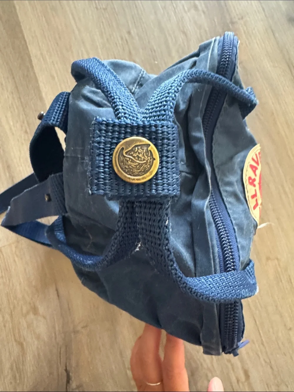 Fjallraven Kanken Mini Dark Blue Backpack with Red Logo